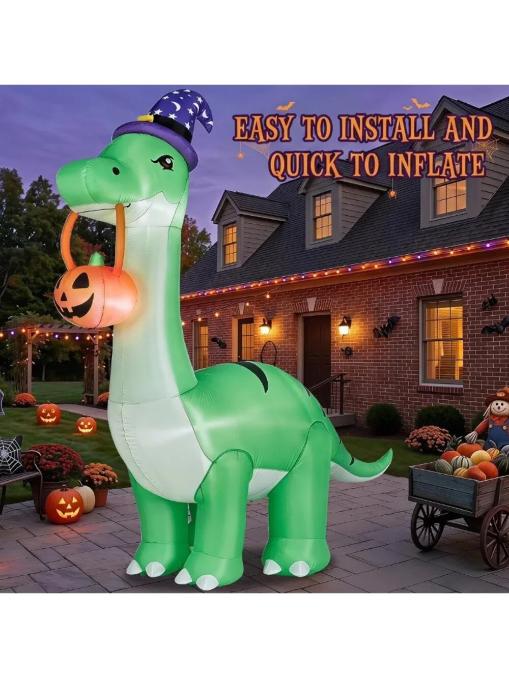 10FT Inflatable Dinosaur Halloween Decoration - Giant Outdoor Blow Up Decor